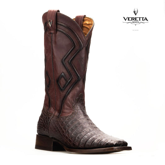Royale Café | Bota Vaquera Exótica de Piel de Cocodrilo Veretta para Hombre