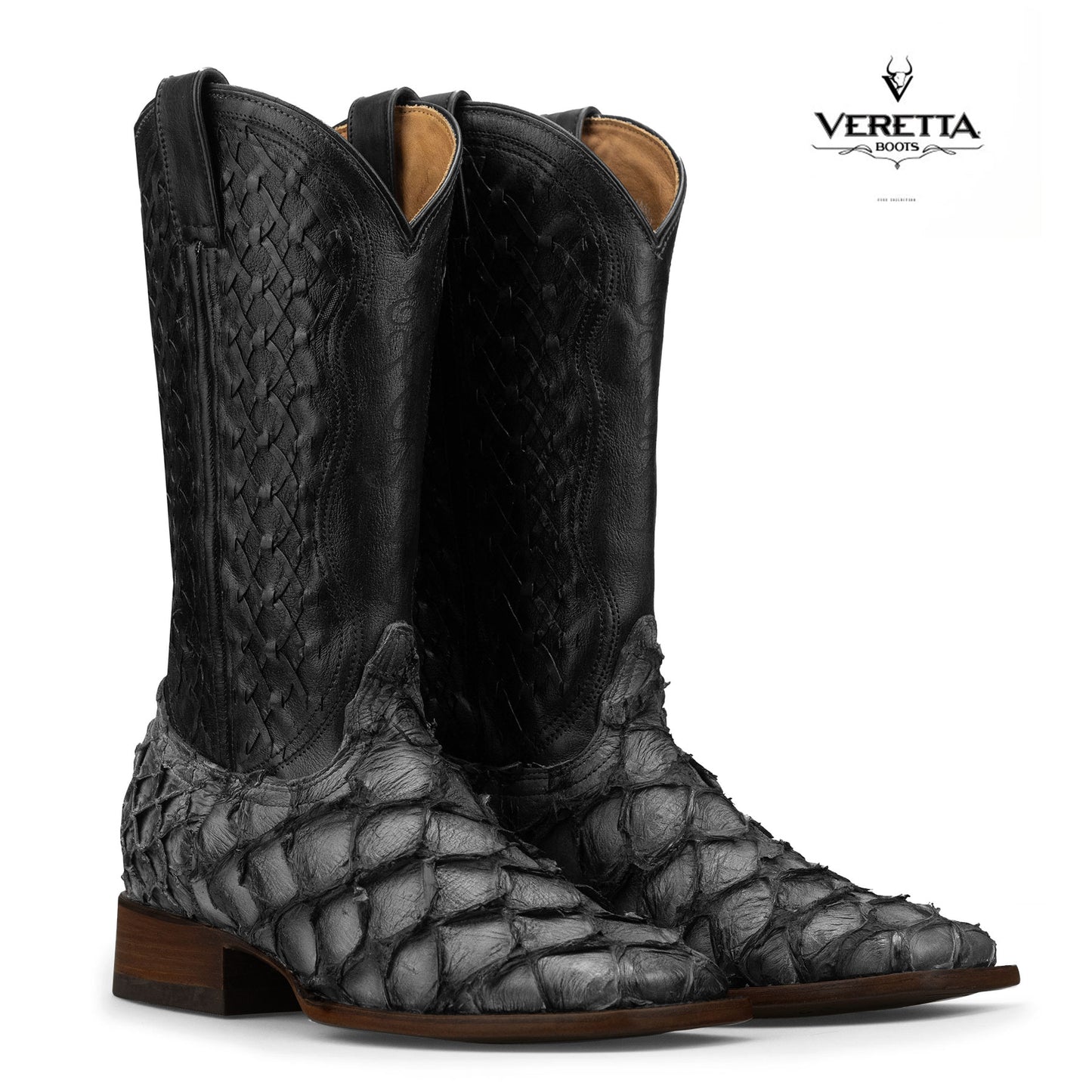 Brio Gris | Bota Vaquera Exótica de Piel de Pirarucu Veretta para Hombre