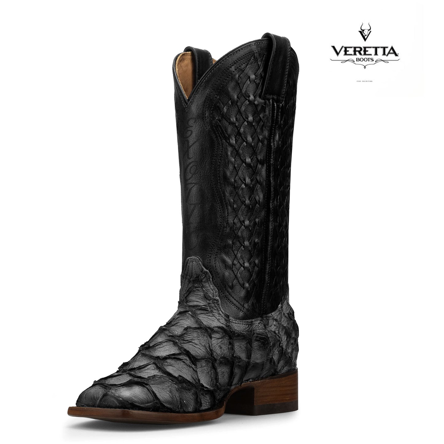Brio Gris | Bota Vaquera Exótica de Piel de Pirarucu Veretta para Hombre
